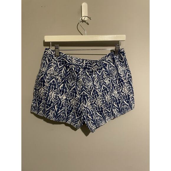 Cynthia Rowley Women‎ Sz 2 100% Linen Front Back Pockets Blue White Print Shorts - Picture 3 of 4